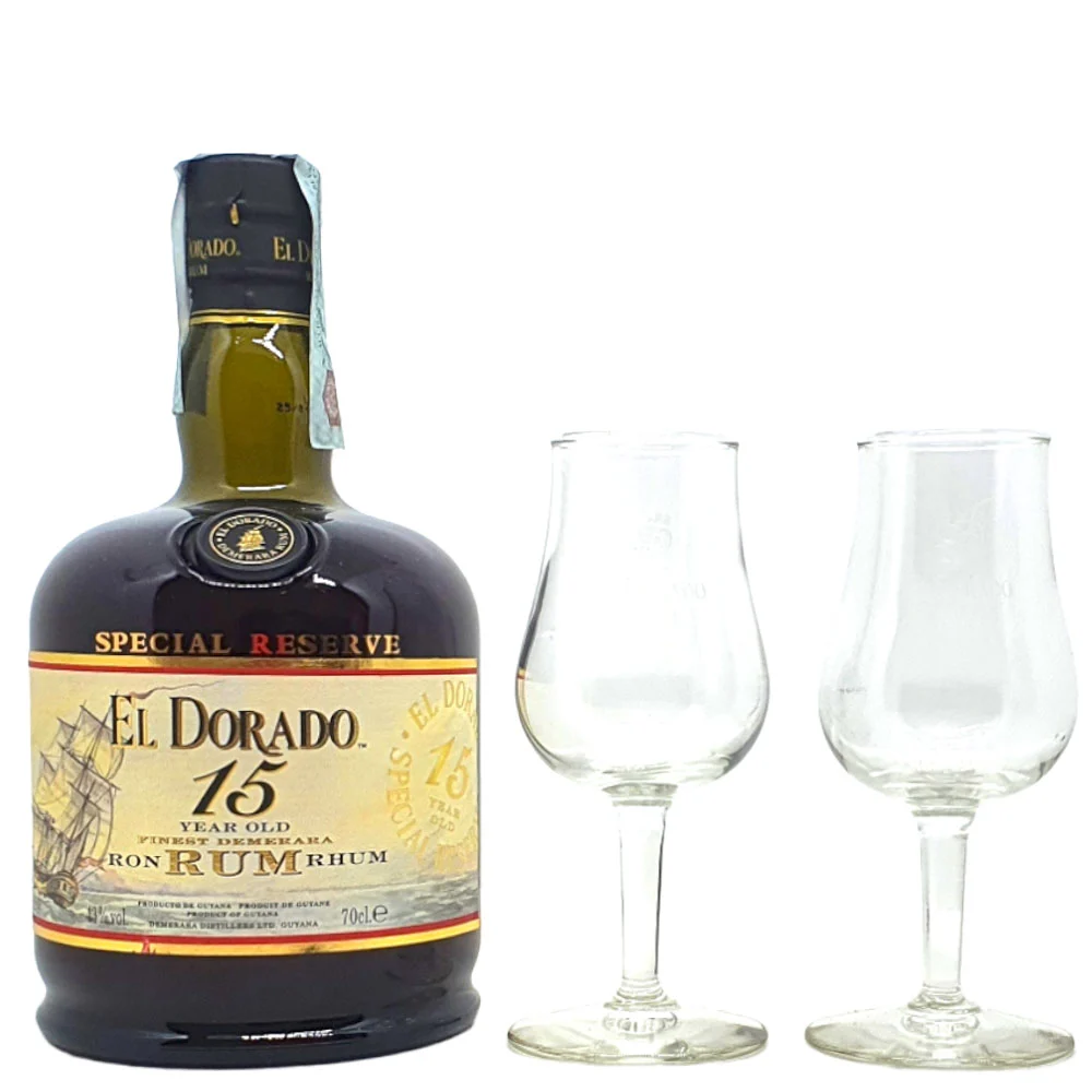 Rum El Dorado 15 Anni cl 70 + 2 Bicchieri Astucciato - immagine 3